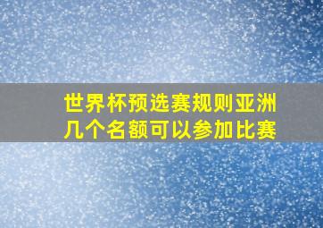 世界杯预选赛规则亚洲几个名额可以参加比赛