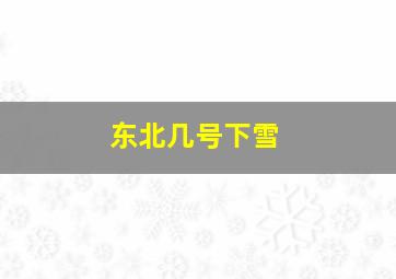 东北几号下雪