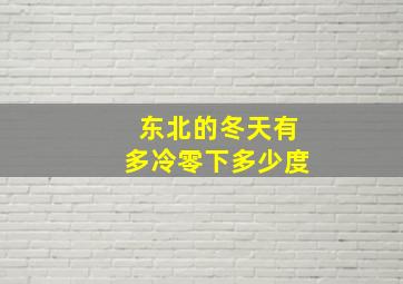 东北的冬天有多冷零下多少度