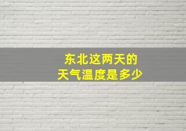 东北这两天的天气温度是多少