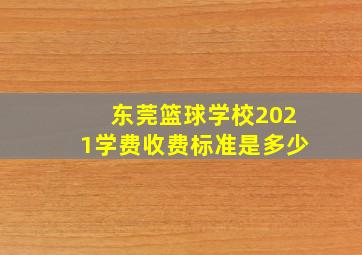 东莞篮球学校2021学费收费标准是多少