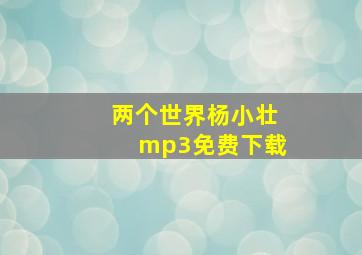 两个世界杨小壮mp3免费下载