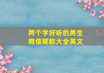 两个字好听的男生微信昵称大全英文