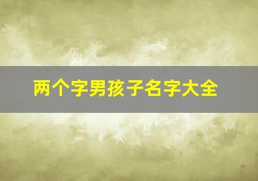 两个字男孩子名字大全