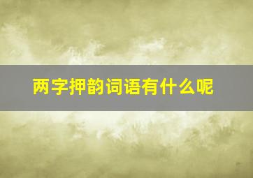 两字押韵词语有什么呢