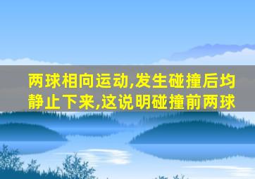 两球相向运动,发生碰撞后均静止下来,这说明碰撞前两球