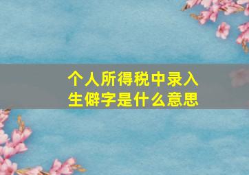 个人所得税中录入生僻字是什么意思