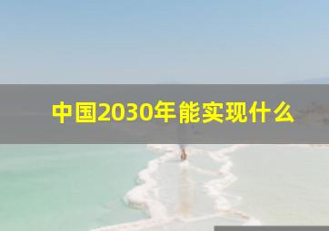 中国2030年能实现什么