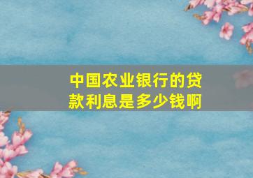 中国农业银行的贷款利息是多少钱啊