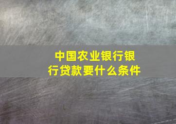 中国农业银行银行贷款要什么条件