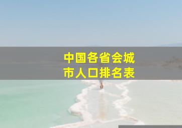 中国各省会城市人口排名表