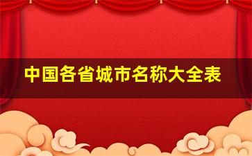 中国各省城市名称大全表