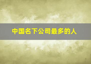 中国名下公司最多的人