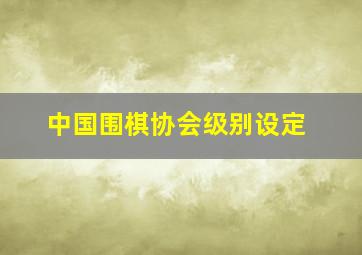 中国围棋协会级别设定