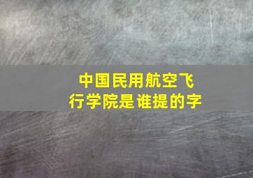 中国民用航空飞行学院是谁提的字