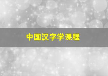 中国汉字学课程