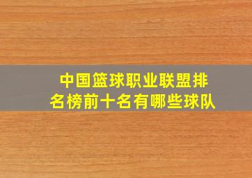 中国篮球职业联盟排名榜前十名有哪些球队