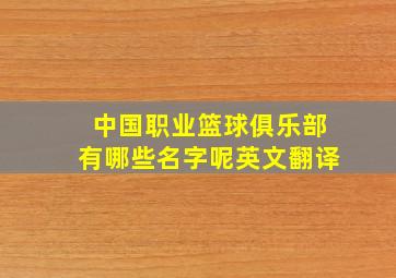 中国职业篮球俱乐部有哪些名字呢英文翻译