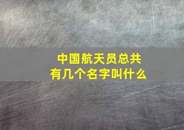 中国航天员总共有几个名字叫什么