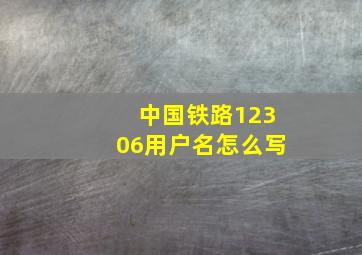 中国铁路12306用户名怎么写