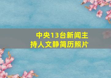 中央13台新闻主持人文静简历照片