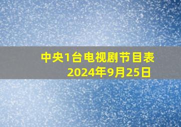 中央1台电视剧节目表2024年9月25日