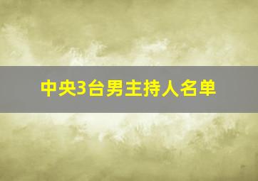 中央3台男主持人名单