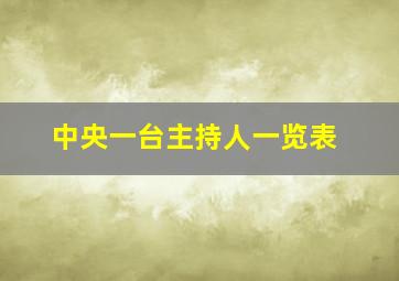 中央一台主持人一览表