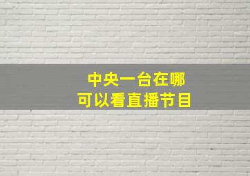 中央一台在哪可以看直播节目