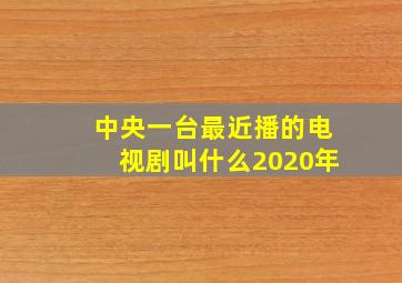 中央一台最近播的电视剧叫什么2020年