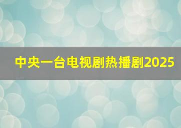 中央一台电视剧热播剧2025