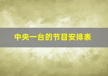 中央一台的节目安排表