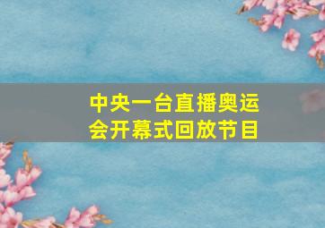 中央一台直播奥运会开幕式回放节目