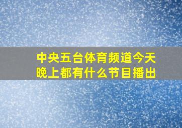 中央五台体育频道今天晚上都有什么节目播出