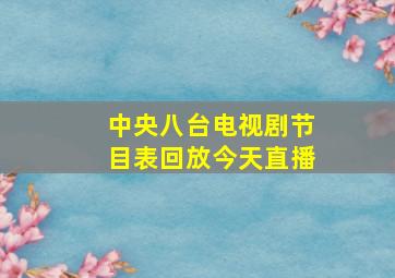 中央八台电视剧节目表回放今天直播