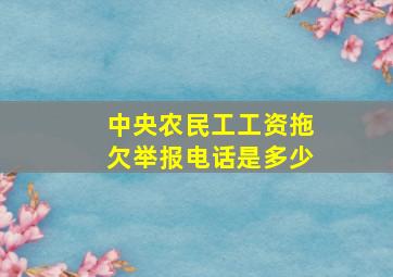 中央农民工工资拖欠举报电话是多少