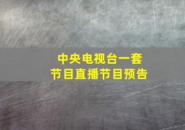 中央电视台一套节目直播节目预告