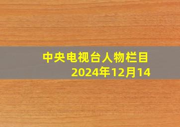 中央电视台人物栏目2024年12月14