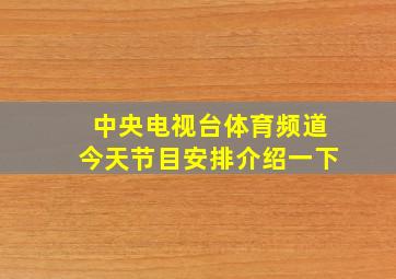 中央电视台体育频道今天节目安排介绍一下