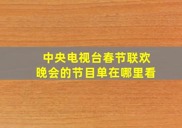 中央电视台春节联欢晚会的节目单在哪里看