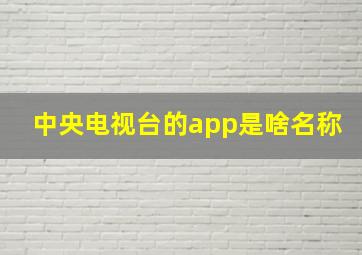 中央电视台的app是啥名称