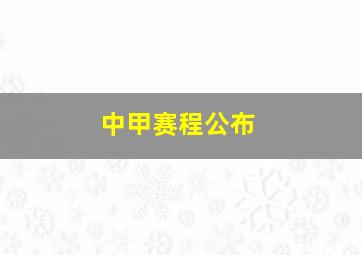 中甲赛程公布