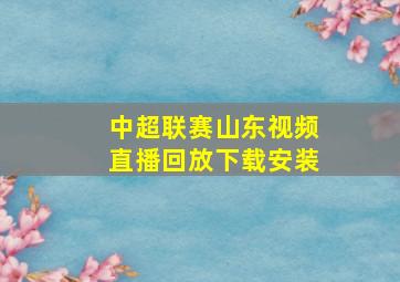 中超联赛山东视频直播回放下载安装