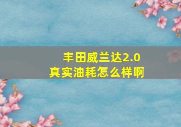 丰田威兰达2.0真实油耗怎么样啊