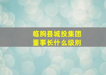 临朐县城投集团董事长什么级别