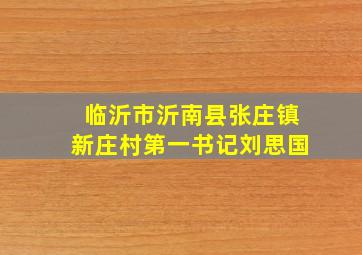 临沂市沂南县张庄镇新庄村第一书记刘思国