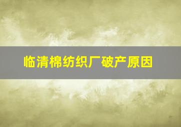 临清棉纺织厂破产原因