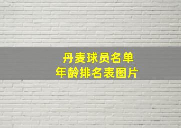 丹麦球员名单年龄排名表图片