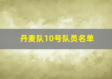 丹麦队10号队员名单