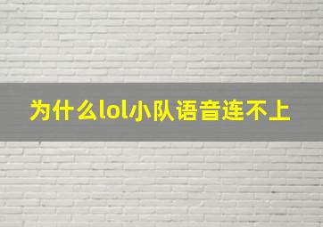 为什么lol小队语音连不上